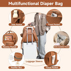 PU Baby Diaper Bag Backpack with Multifunction Diapers Changing Station