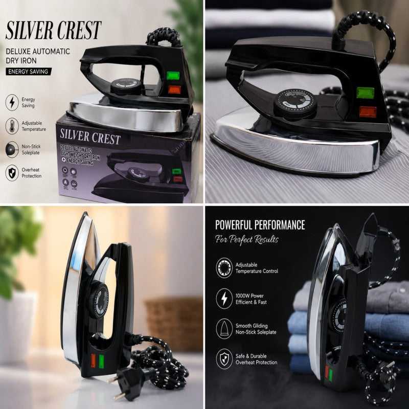 Silver Crest Deluxe Automatic Dry Iron – Non-Stick Electric Clothes Iron