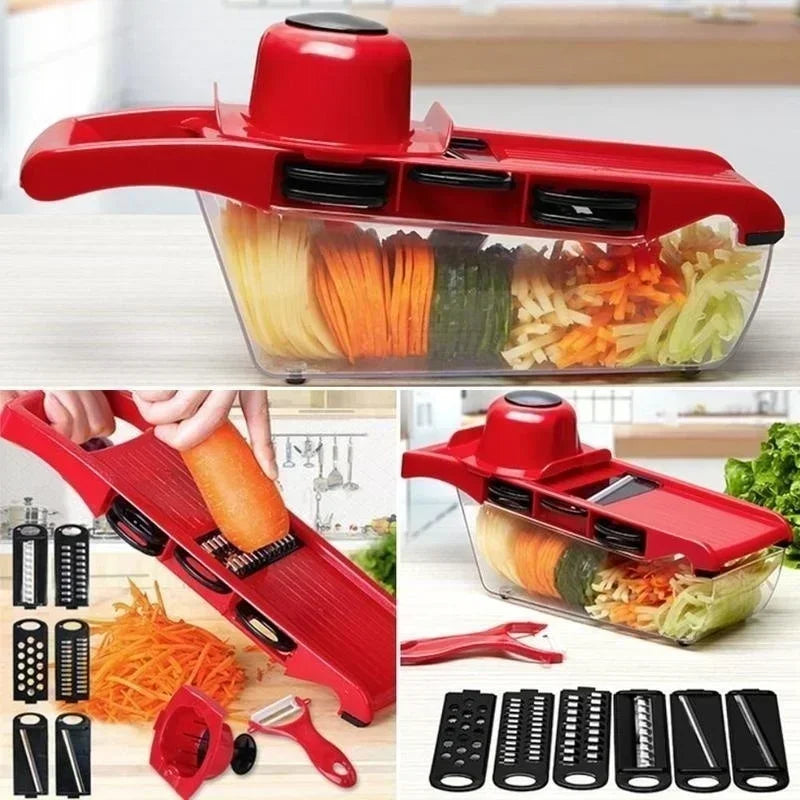 10 in 1 Mandoline Vegetable Chopper & Slicer – Multi Blade Kitchen Cutter with Storage Box