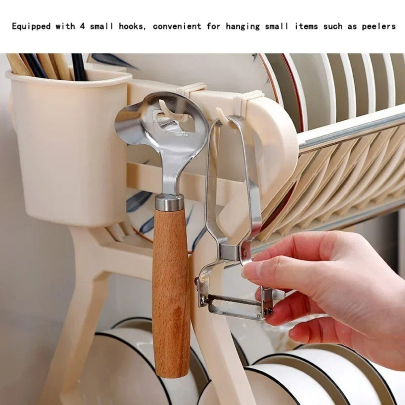 2-Tier Comfort Kitchen Rack – Dish Drying Rack with Cutlery Holder