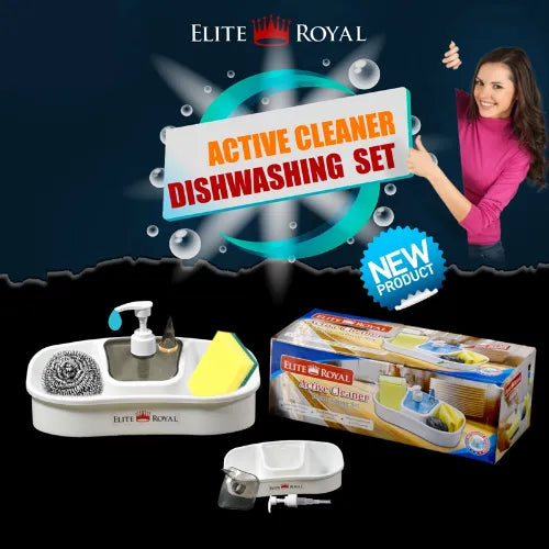 Active Cleaner Soap Pump Organizer – 2-in-1 Kitchen Sink Soap Dispenser with Sponge Holder