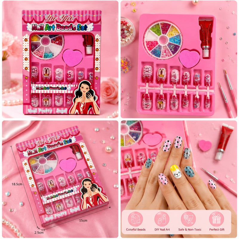 Nail Art Beads Set for Kids – DIY Creative Nail Design Kit with Accessories