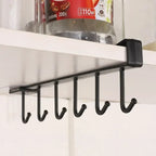 Cabinet Under Shelf 6 Hooks Iron Hanging Rack