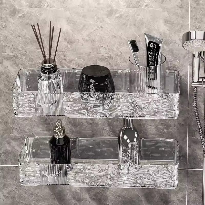Transparent Acrylic Wall Shelf – Waterproof Bathroom & Kitchen Storage Organizer Rack