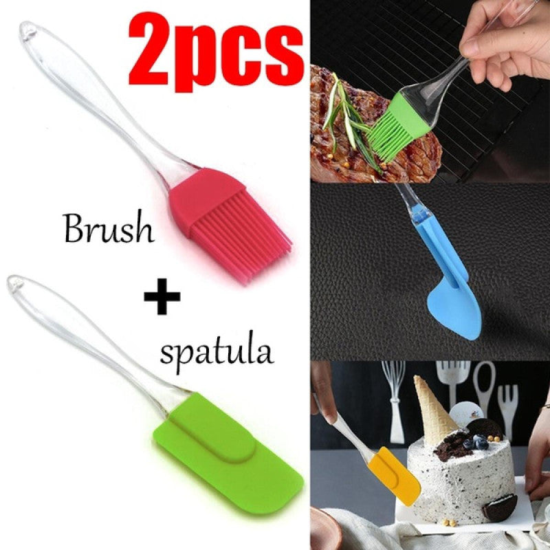 Silicone Brush and Spatula Pair Pack of 2 Pcs