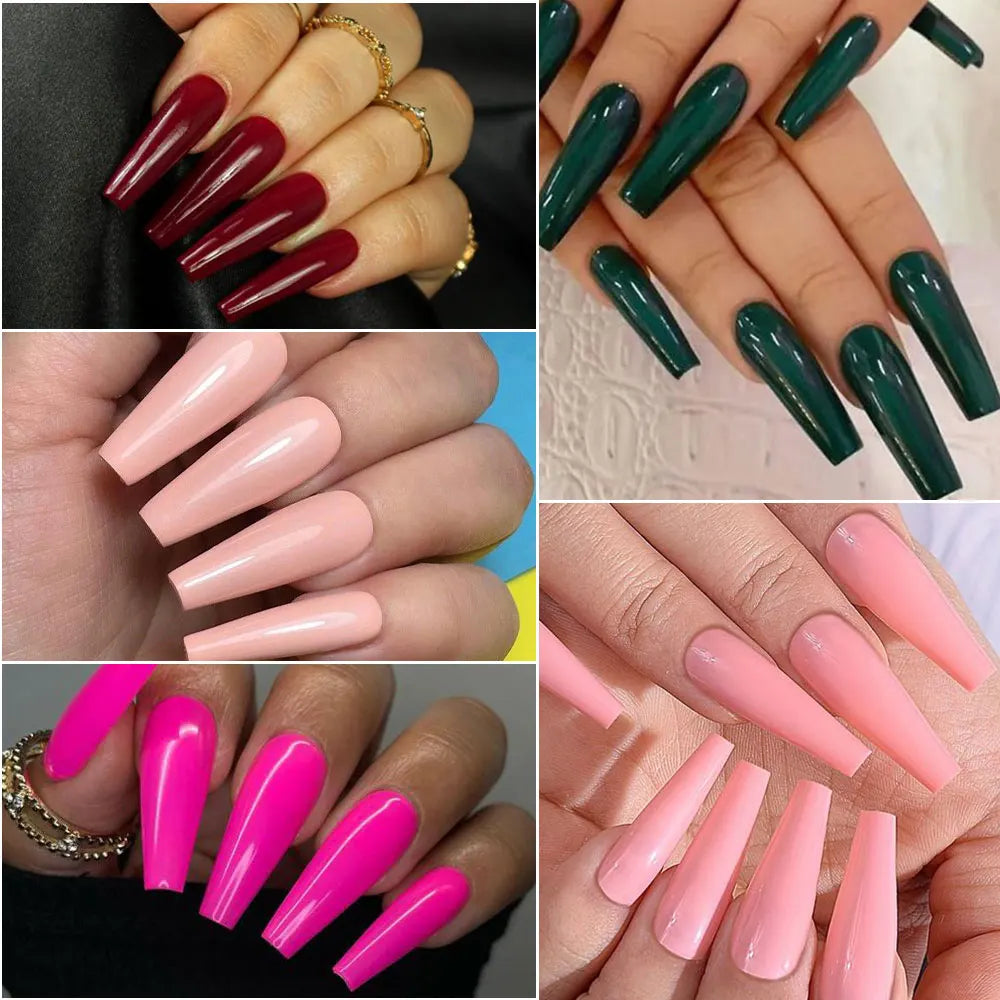 576pcs Artificial Nail Tips Set – Multi Color Long Nails Kit
