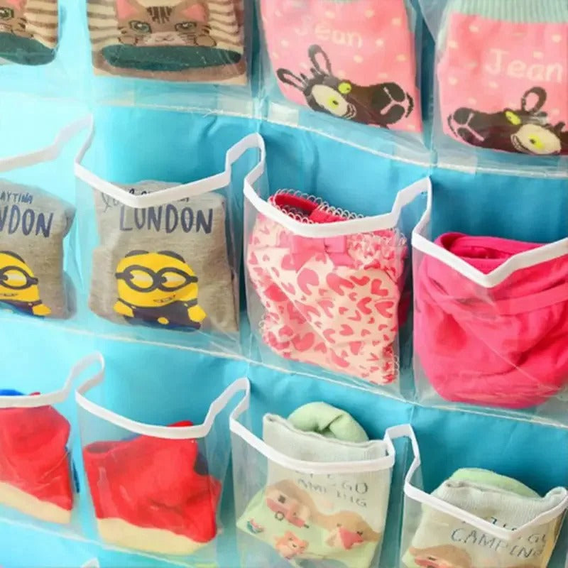 16 Pocket Hanging Organizer – Wardrobe Storage for Socks, Underwear & Accessories