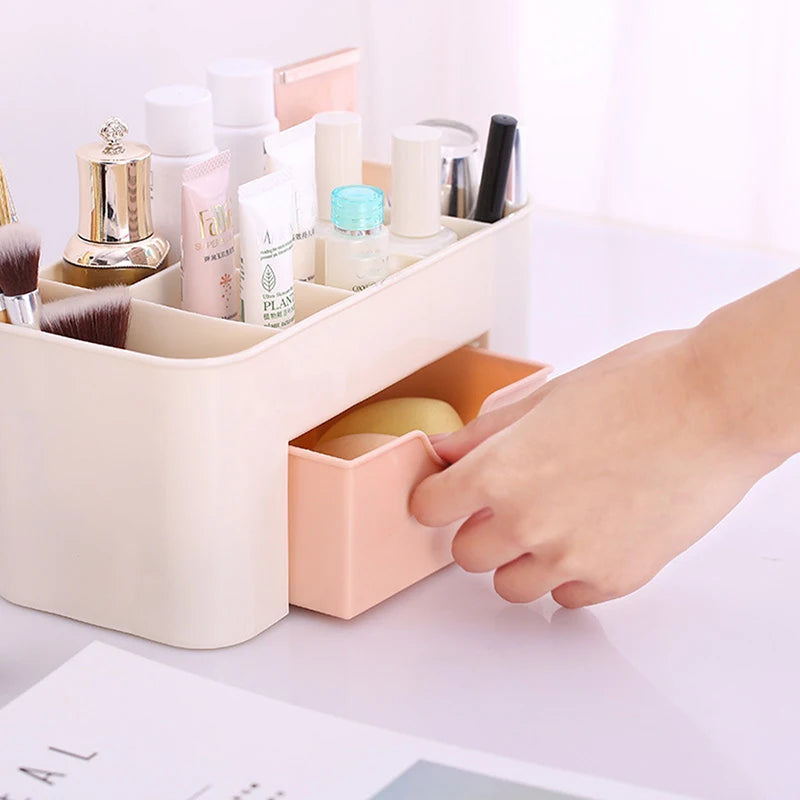 Cosmetic Organizer Box with Drawer – Makeup & Skincare Storage Holder
