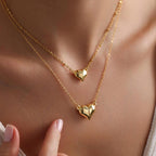 Gold Plated Magnetic Heart Necklace – Elegant Heart Shaped Love Pendant for Girls