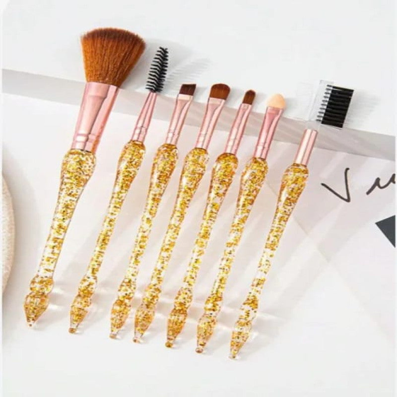 Glitter Pagoda 7pcs Makeup Brush Set – Crystal Handle Cosmetic Brushes Kit