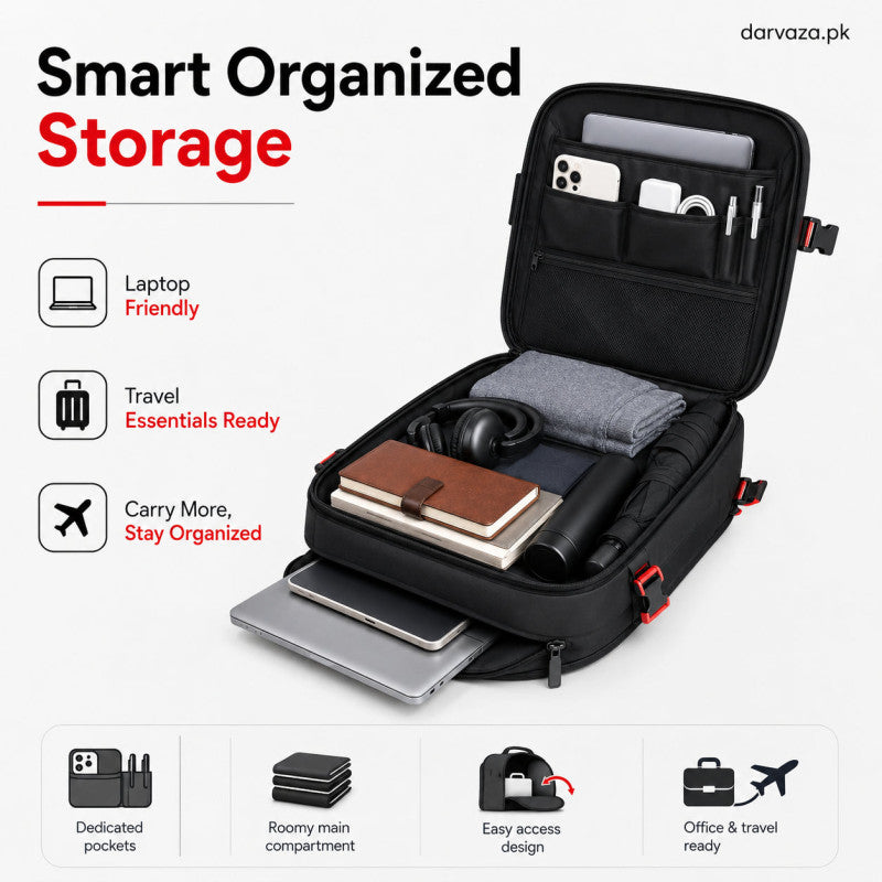 Black Anti-Theft Laptop Backpack with USB Charging Port – Travel & Office Bag