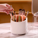 360° Rotating Makeup Brush Organizer – Dustproof Cosmetic Storage Box