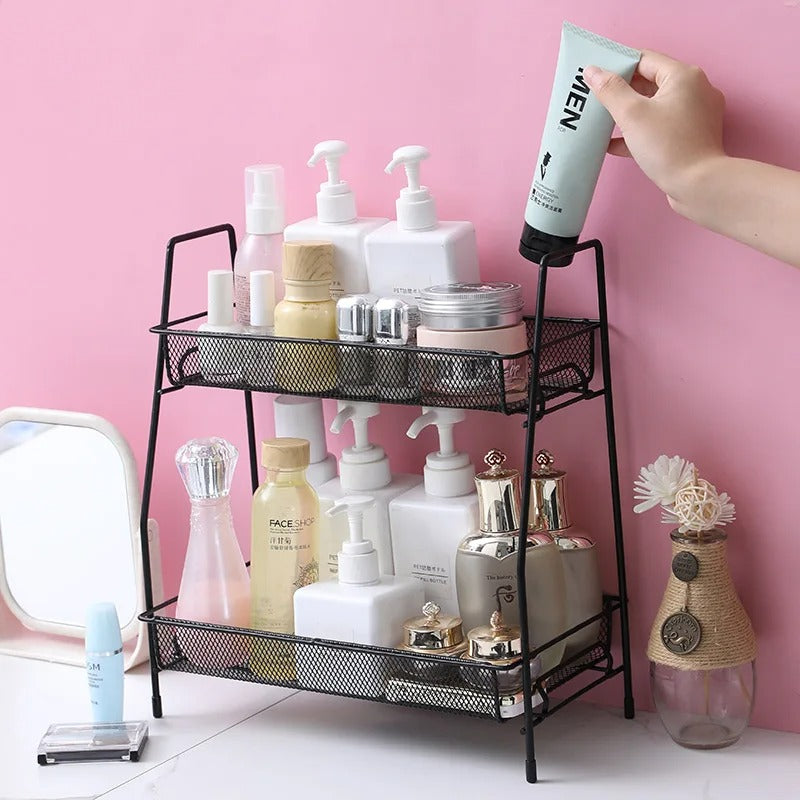 2 Layer Steel Rack – Multi-Purpose Desktop Organizer Shelf
