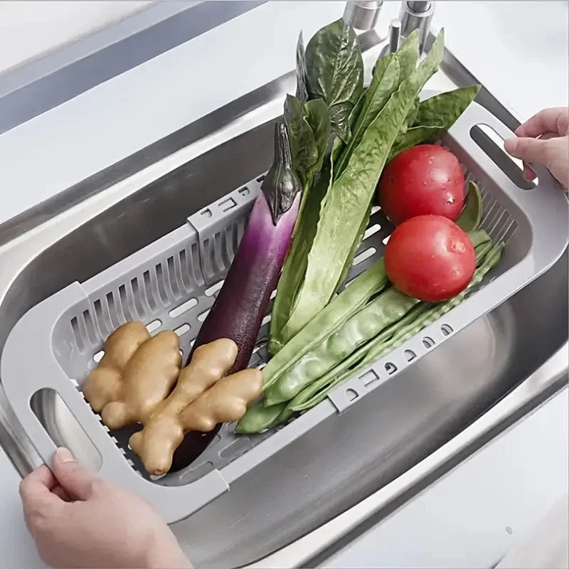Adjustable Vegetable Drain Rectangular Plastic Basket