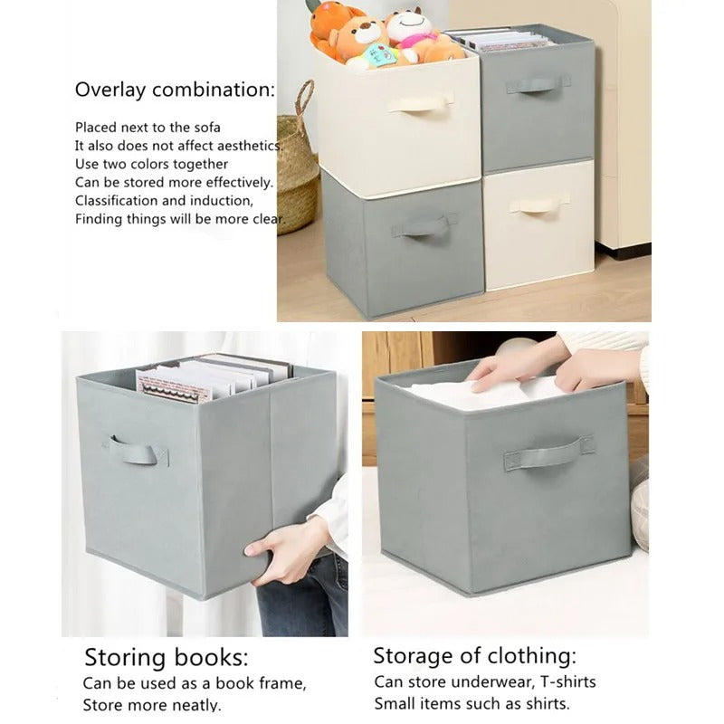 Pack of 2 Foldable Toy Storage Box – Multi-Purpose Fabric Organizer with Handle