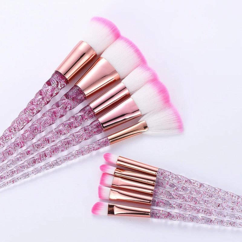Glitter Pagoda 7pcs Makeup Brush Set – Crystal Handle Cosmetic Brushes Kit