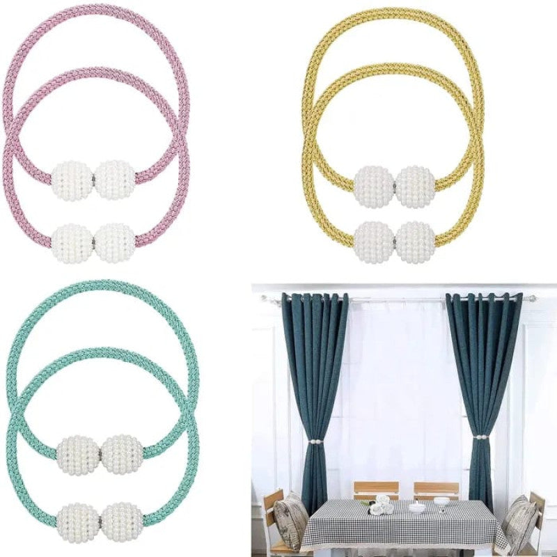 Pearl Magnetic Curtain Clip Curtain Holders Tieback Buckle Clips Hanging Ball ( Pack of 2)