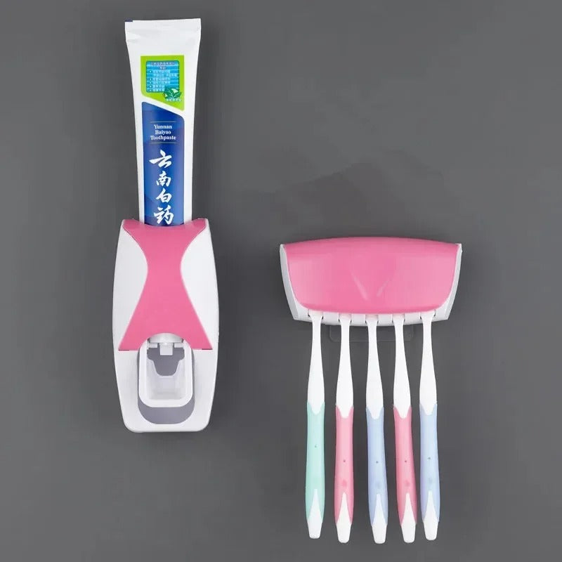 Automatic Toothpaste Dispenser With Toothbrush Holder Organizer Set