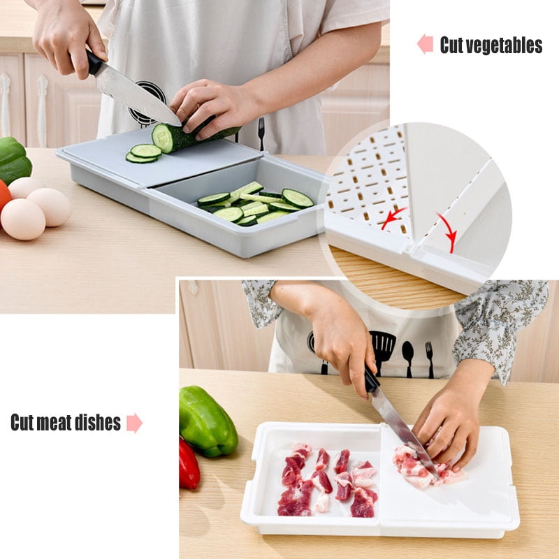 3-in-1 Cutting Board with Drain Basket – Foldable Chopping Board & Vegetable Washing Tray
