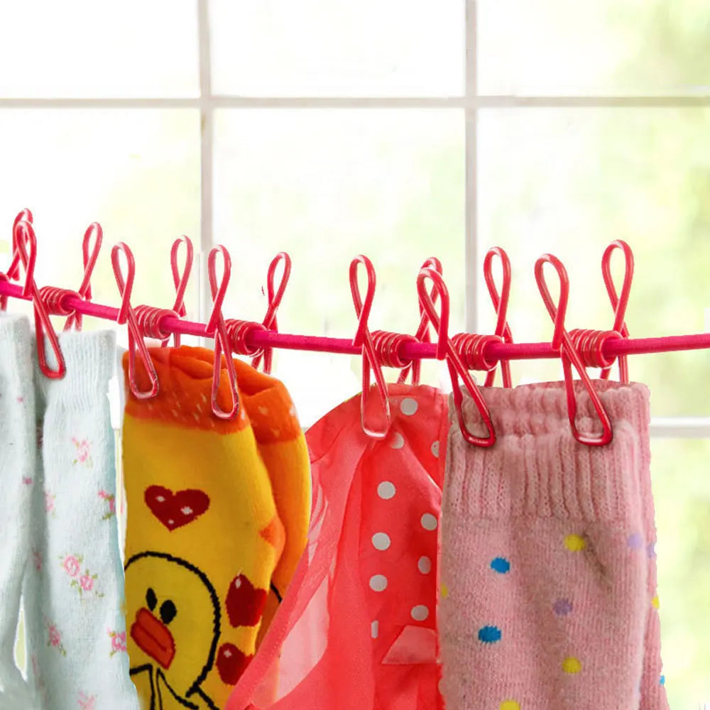 Portable Clothesline 185CM with 12pcs Clips for Home