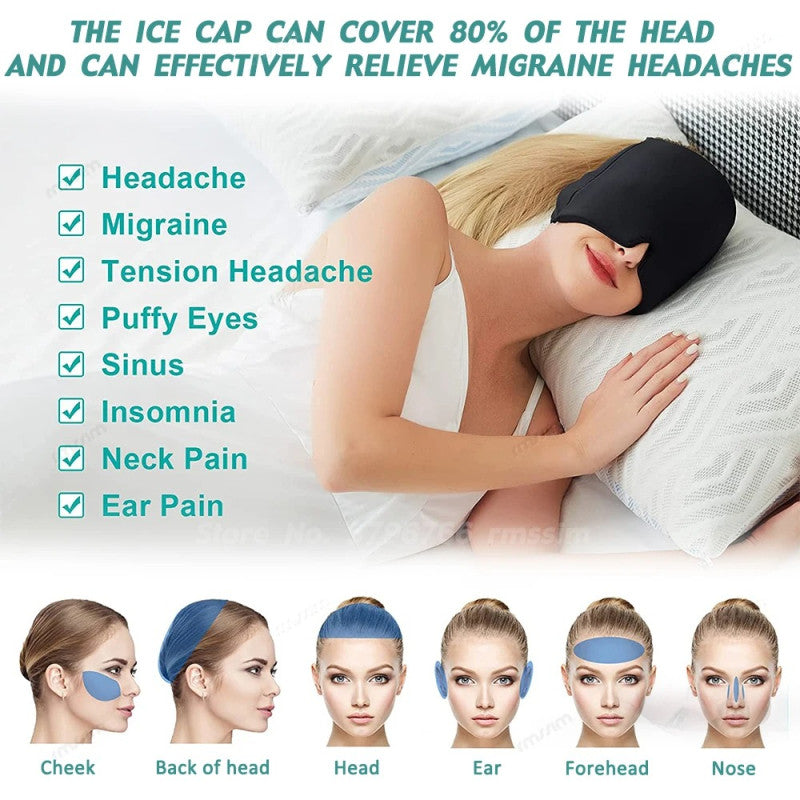 Hot & Cold Therapy Ice Cap – Gel Headache Relief Mask | Migraine Relief & Stress Cooling Cap