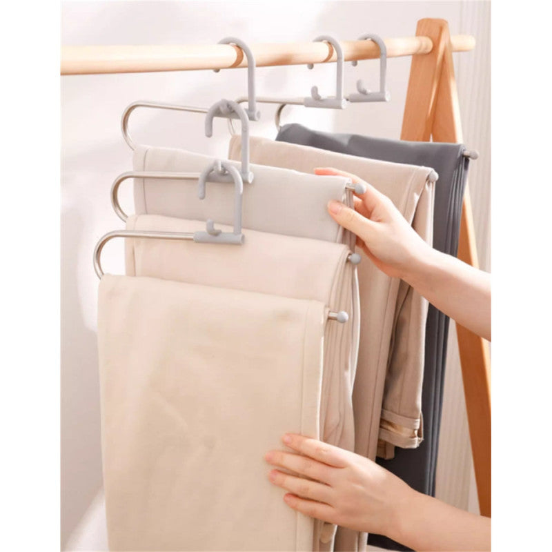 Foldable Metal Pant Hanger (Pack of 2) – Multi Layer Space Saving Closet Organizer