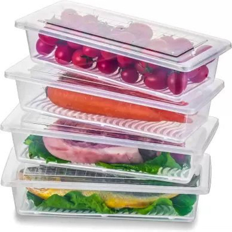 Fridge Storage Box with Filter – Fresh Keeping Container | Drain Tray Fridge Organizer for Fruits & Vegetables