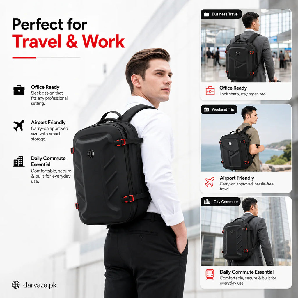 Black Anti-Theft Laptop Backpack with USB Charging Port – Travel & Office Bag