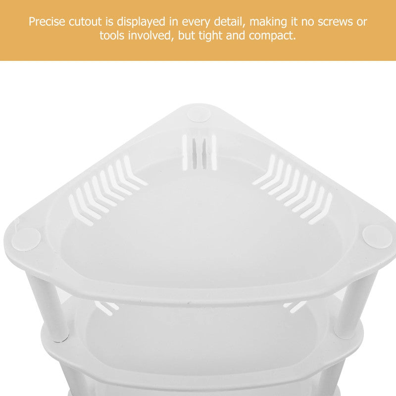 3 Layer Corner Rack – Plastic Kitchen & Bathroom Storage Shelf (Space Saving)