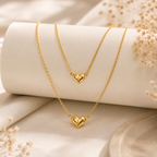 Gold Plated Magnetic Heart Necklace – Elegant Heart Shaped Love Pendant for Girls