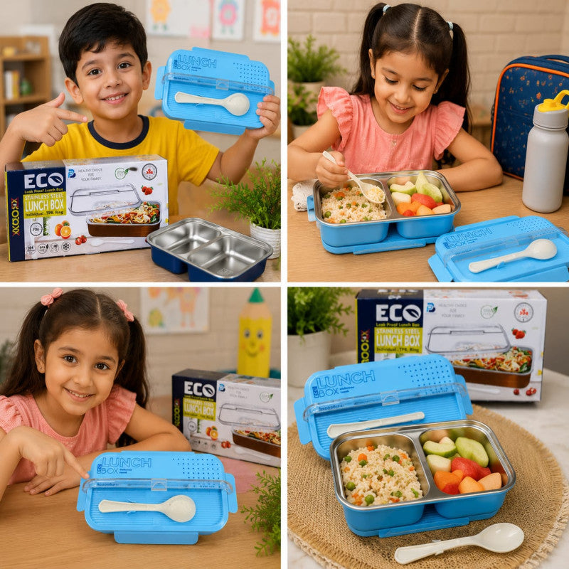 Eco Leak Proof Stainless Steel Lunch Box – Portable Bento Lunch Box for Kids & Adults