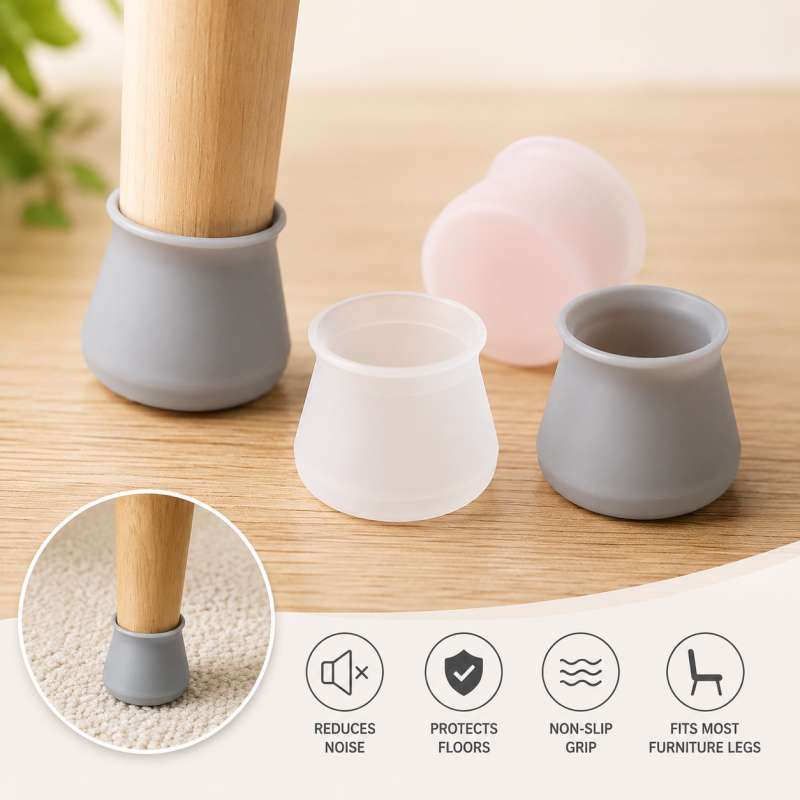 4 Pcs Silicone Chair Leg Protectors With Felt Pads