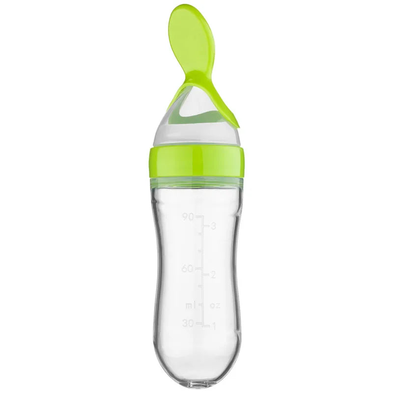 Baby Spoon Feeder - Silicone Baby Feeding Bottle With Spoon