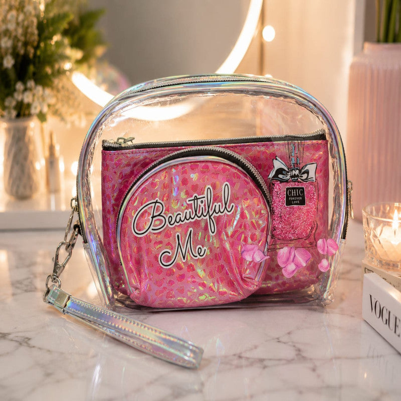 Transparent Cosmetic Bag Set (Pack of 3) – Travel Makeup & Toiletry Organizer