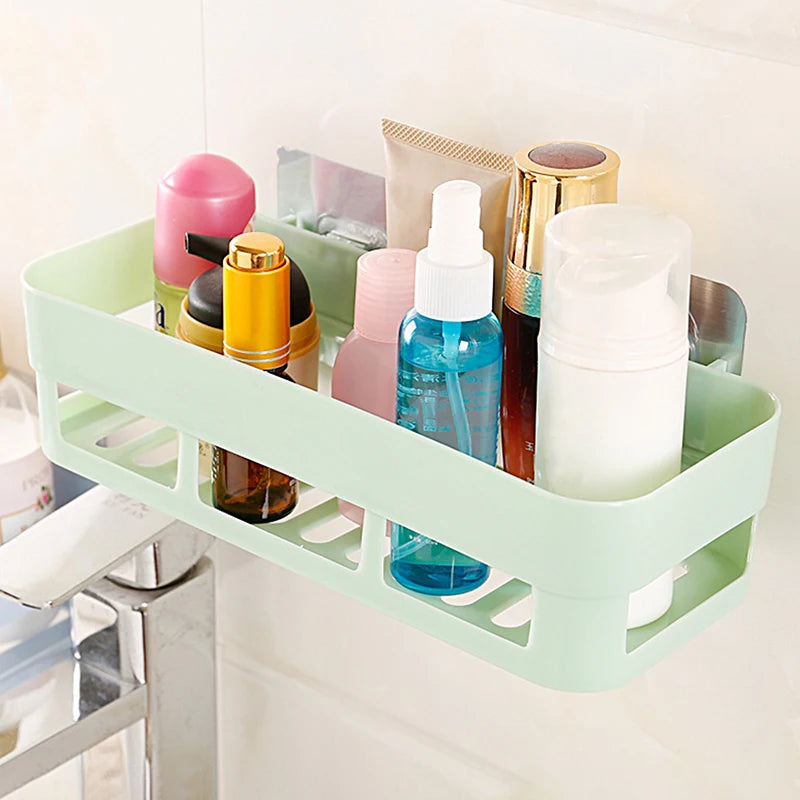 Pack of 2 Wall Mounted Bathroom Shelf – No Drill Storage Rack for Shampoo & Accessories