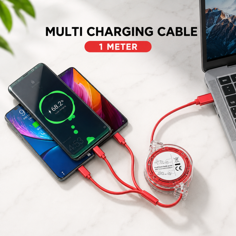 Data Cable 3 In 1 USB Charge for Micro-USB Type C Wire Portable For Fast Charging