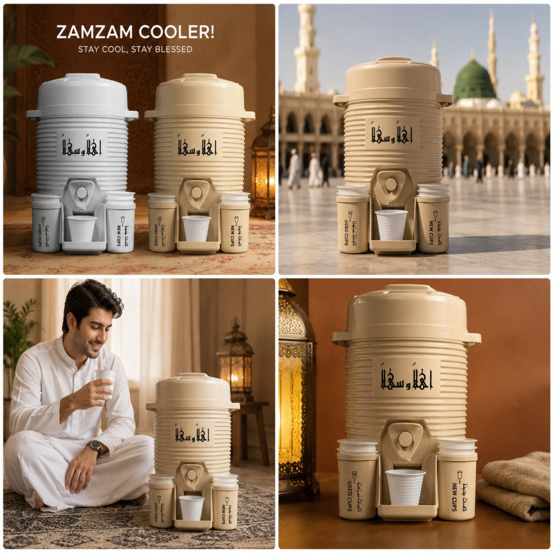 Big Zamzam Cooler Dispenser 5 Liter – Insulated Water Jug with Tap & Cups