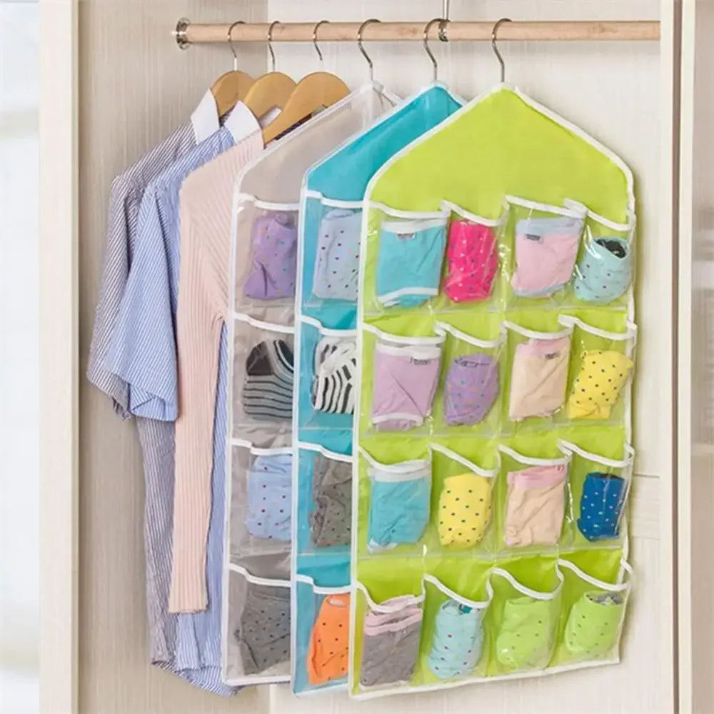 16 Pocket Hanging Organizer – Wardrobe Storage for Socks, Underwear & Accessories
