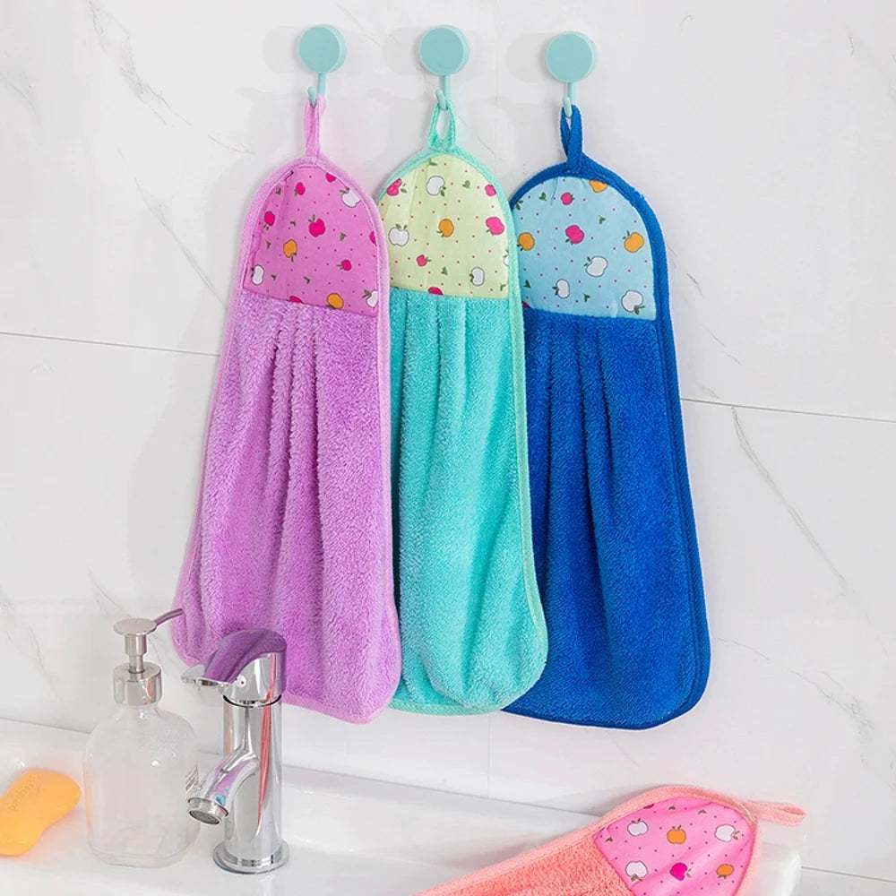 Pack of 3 Kitchen Hanging Towel – Super Absorbent Hand & Dish Towel | Soft Microfiber Hanging Cloth
