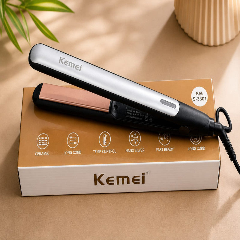 Kemei KM-S3301 Professional Hair Straightener – Ceramic Hair Straightening Iron