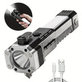 COB Auxiliary Flash Light – Rechargeable Multi-Function LED Torch with Safety Hammer & Emergency Light