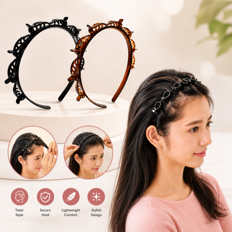 Double Layer Twist Plait Fashion Hair Hoop Headband