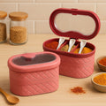 3 Partition Spice Box – Airtight Masala Organizer with Spoon Set