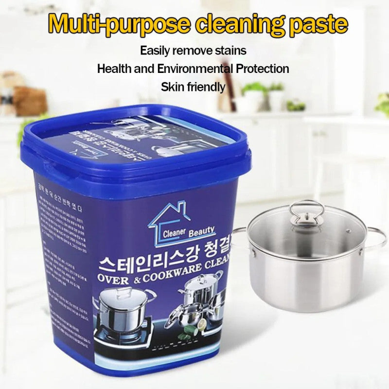 Cookware Cleaner Paste – Multi Purpose Kitchen Cleaning Cream | Burn Stain & Grease Remover (Stainless Steel Shine)