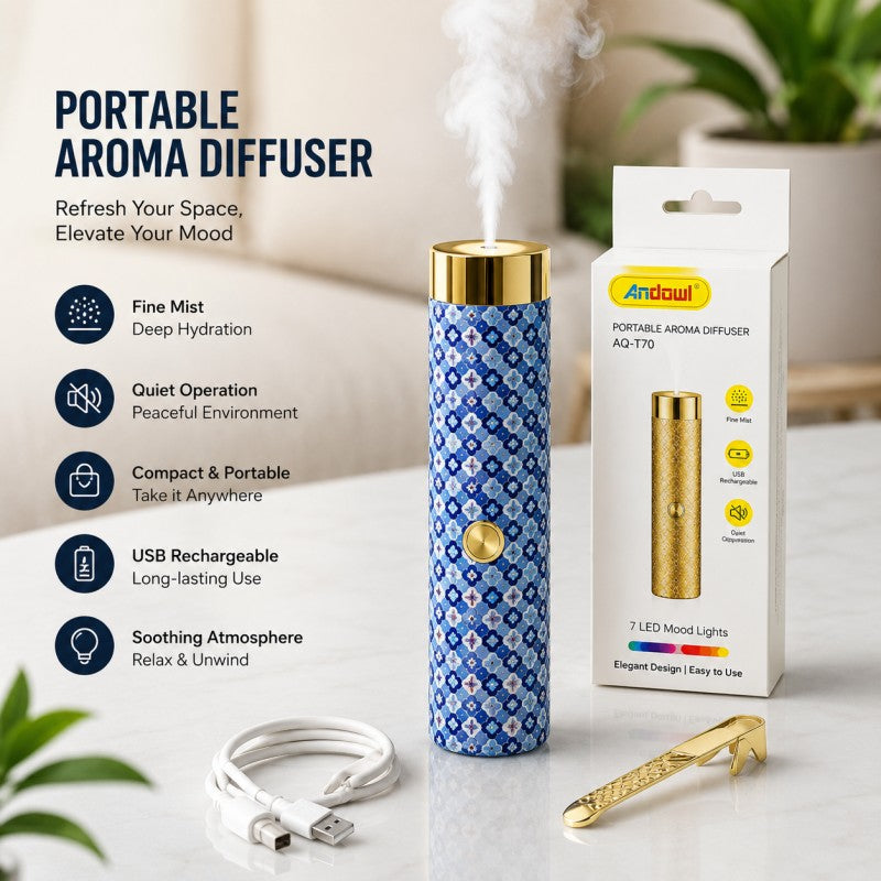 USB Rechargeable Electric Aroma Diffuser – Portable Bakhoor & Fragrance Mist Humidifier