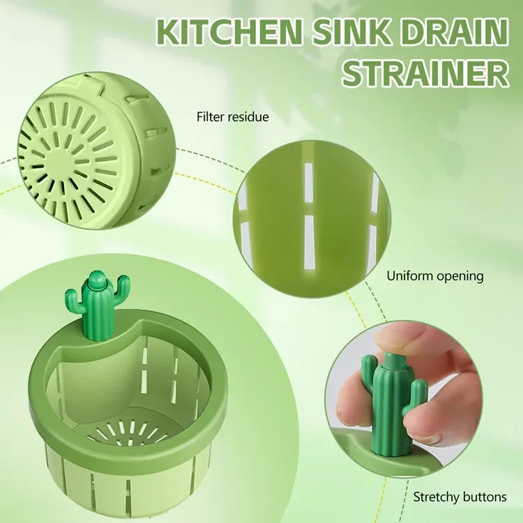Creative Cactus Kitchen Sink Drain Strainer Basket – Food Waste Filter & Sink Catcher
