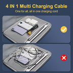 Pack of 2 4-in-1 Multi Charging Cable 65W – Fast Charging USB to Type-C, Lightning & Micro USB