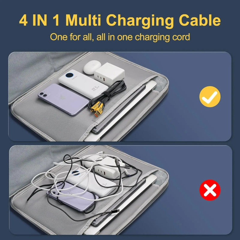 Pack of 2 4-in-1 Multi Charging Cable 65W – Fast Charging USB to Type-C, Lightning & Micro USB