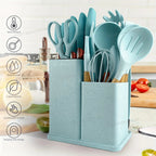 Silicone Spoon Set with Knife Set – Kitchen Utensils Set with Holder
