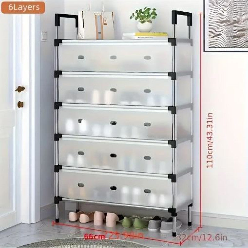 Dust Proof 6 Layer Shoe Rack – Multi-Tier Covered Shoe Organizer Cabinet